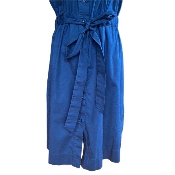 MARLED NAVY BLUE Button Down Elastic Waist Toe Front Shirt Dress Medium - Picture 6 of 6